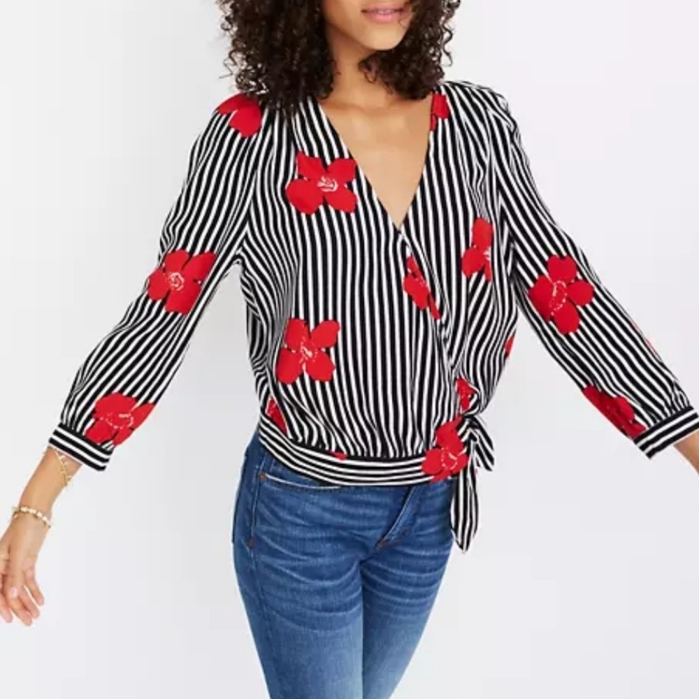Nwot madewell wrap top in candied orchids